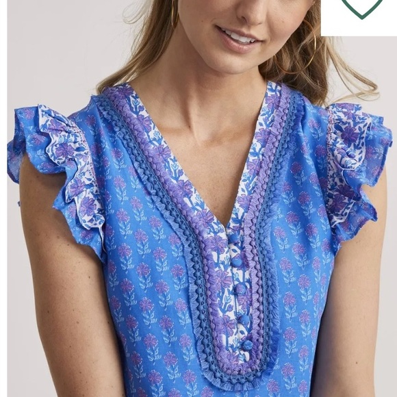 ✨NEW Vineyard Vines Hydrangea Block Ruffle ✨ - Picture 6 of 7